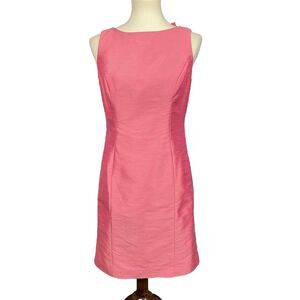Alfred Sung Dress Womens 6‎ Pink Papaya Sleeveless Sheath Bow Keyhole Back Party